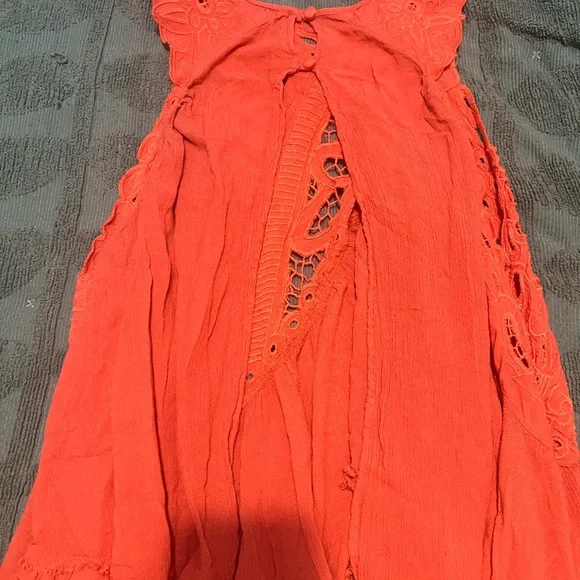 Free People Orange Lace Tank Top - Picture 3 of 5